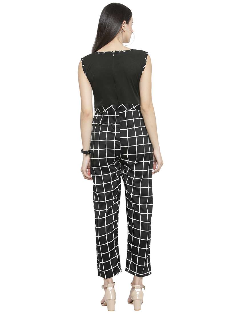 window pane checkered pleated jumpsuit - 15846754 -  Standard Image - 2