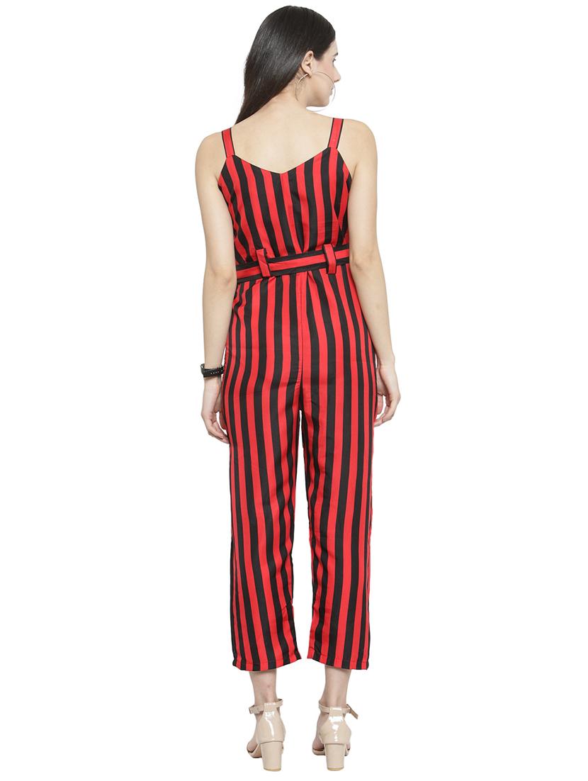 tie-knot striped full leg jumpsuit - 15846755 - Standard Image - 2