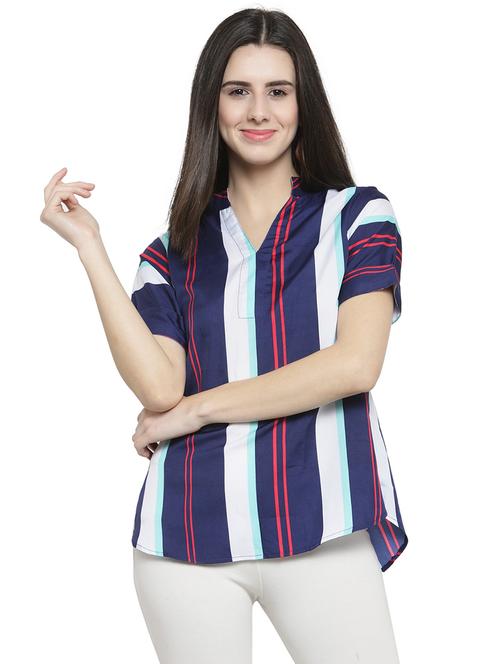 women's straight mandarin neck top - 15846756 - Standard Image - 0