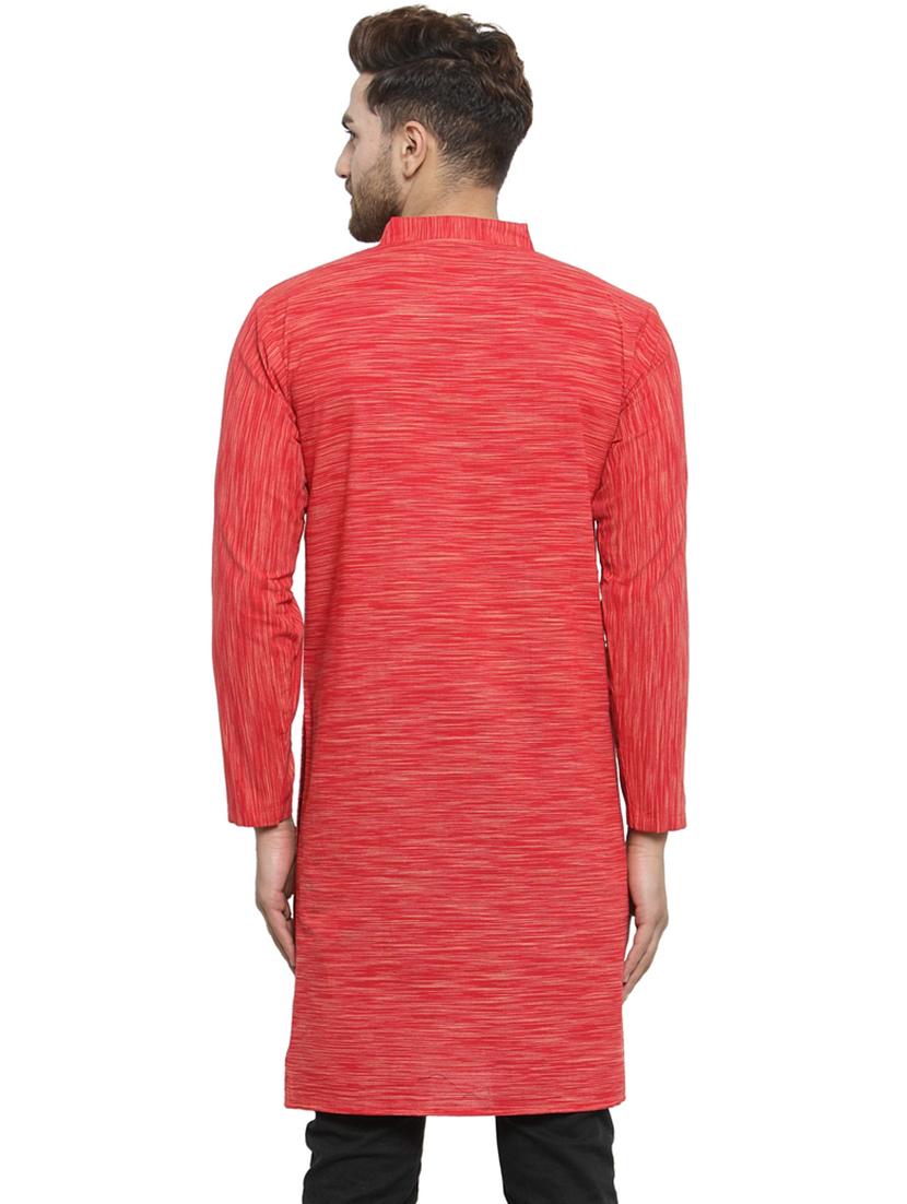 red cotton long kurta - 15848949 - Standard Image - 2