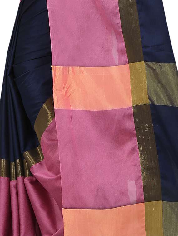 contrast border woven saree with blouse - 15849395 - Standard Image - 2