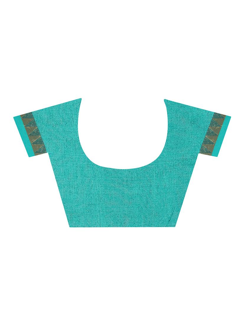 contrast border woven saree with blouse - 15849412 - Standard Image - 2