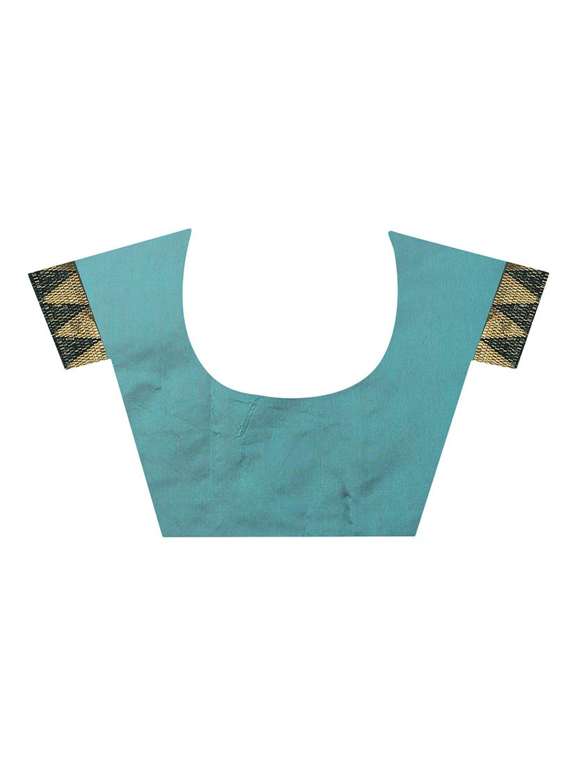 contrast border woven saree with blouse - 15849413 - Standard Image - 2