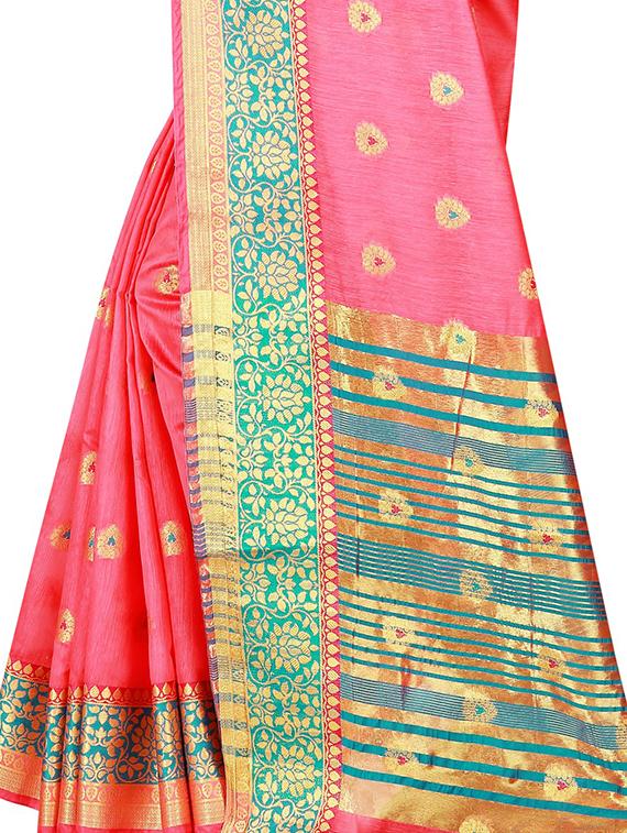 zari jacquard weave saree with blouse - 15849458 - Standard Image - 2