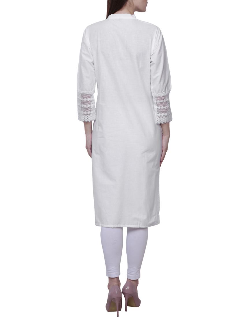 dobby solid straight kurta - 15850357 - Standard Image - 2