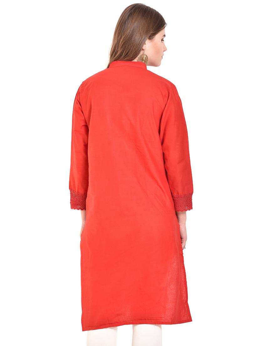 women's straight kurta - 15850360 - Standard Image - 2