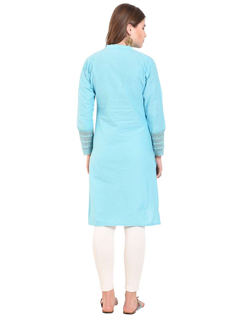 solid straight kurta - 15850365 - Standard Image - 2