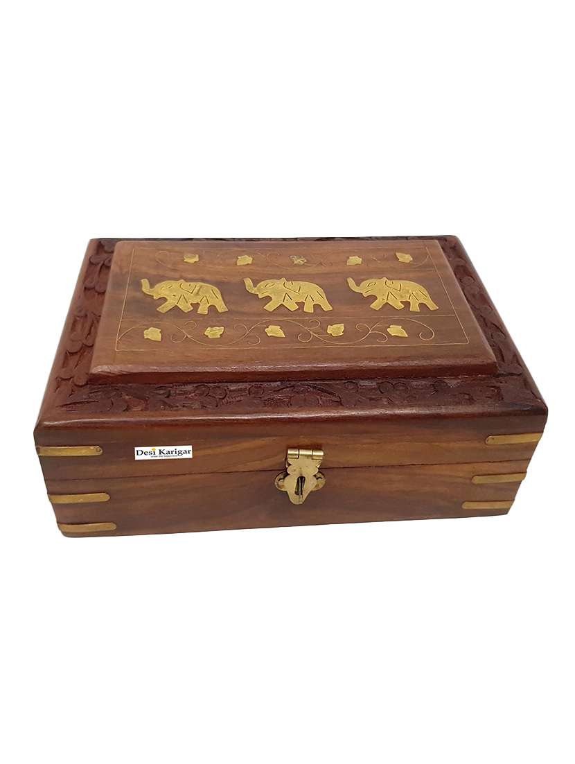 wooden handcrafted decorative jewellery storage box size(lxbxh-8x5x2.5) inch set of 3 - 15852019 -  Standard Image - 2