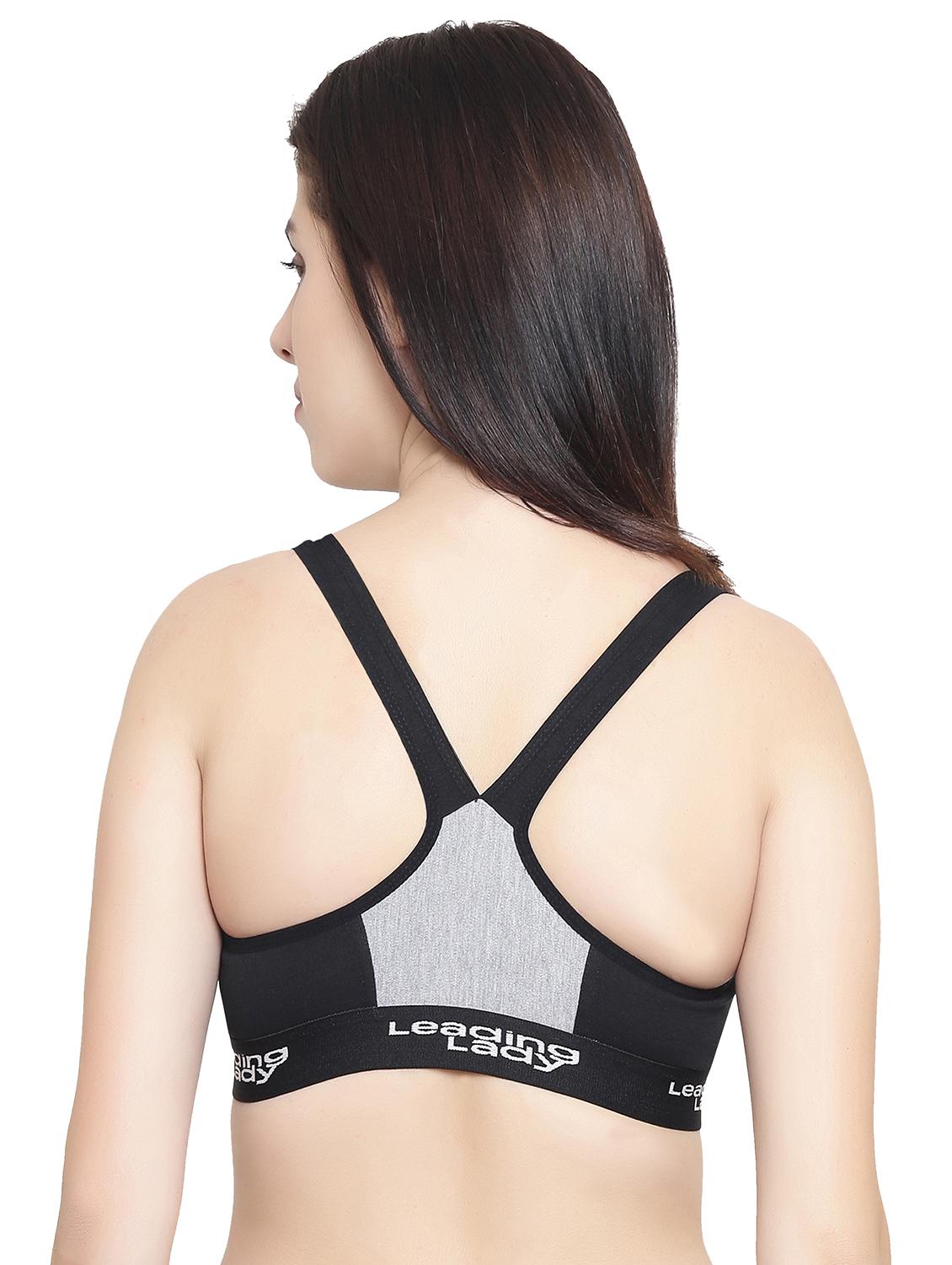 racer back color block sports bra - 15852229 - Standard Image - 2