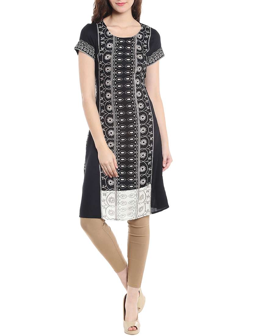 black viscose flared kurti