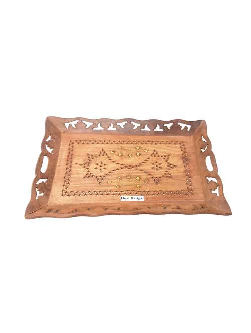desi karigar wooden handicrafts designed tray large size(lxb-15x10) inch - 15854030 - Standard Image - 0