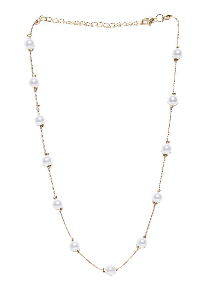 white gold plated short necklace
