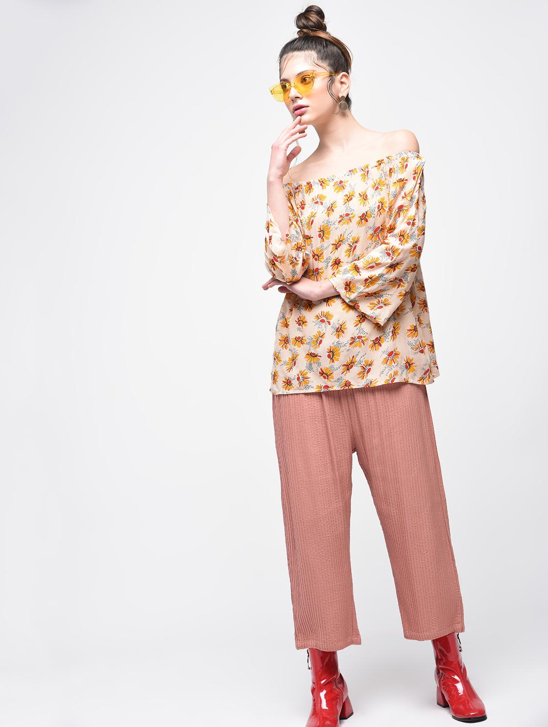 off shoulder floral top - 15857054 - Standard Image - 2