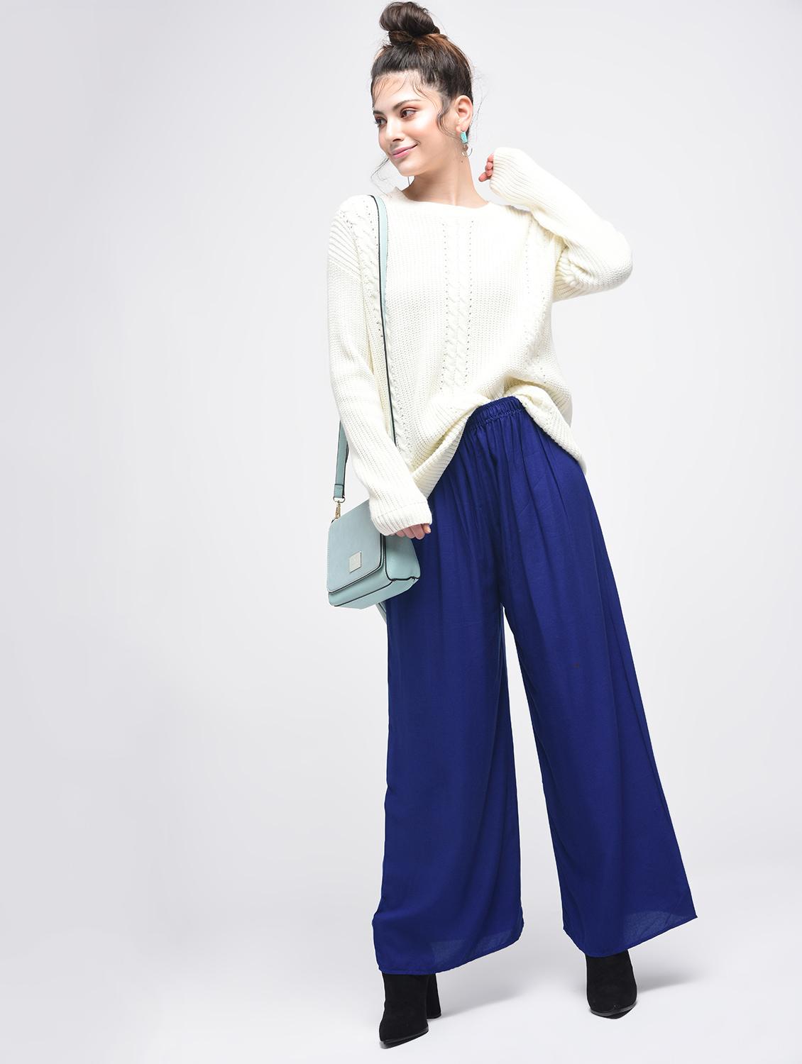 royal blue flared palazzo - 15857714 - Standard Image - 2