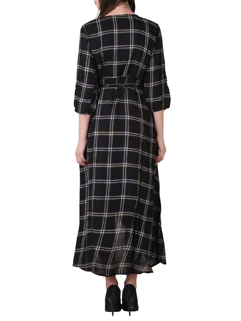 checkered wrap maxi dress - 15858238 - Standard Image - 2