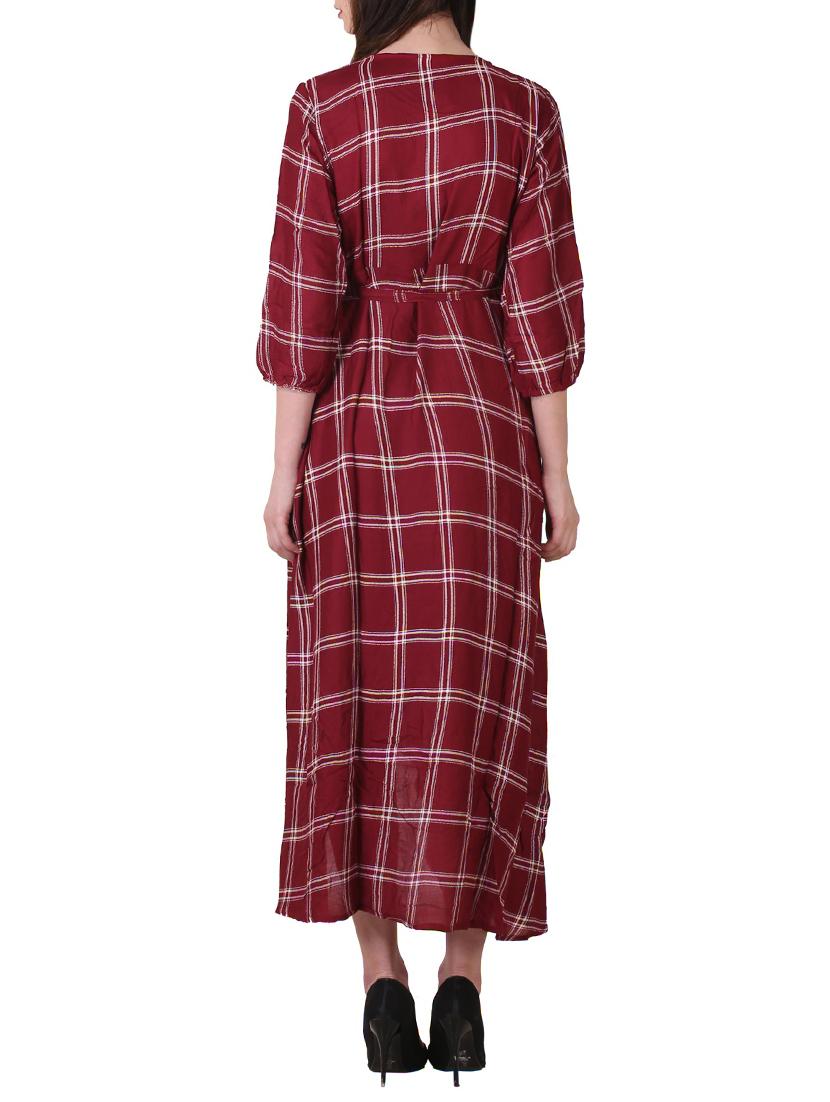checkered wrap maxi dress - 15858240 - Standard Image - 2