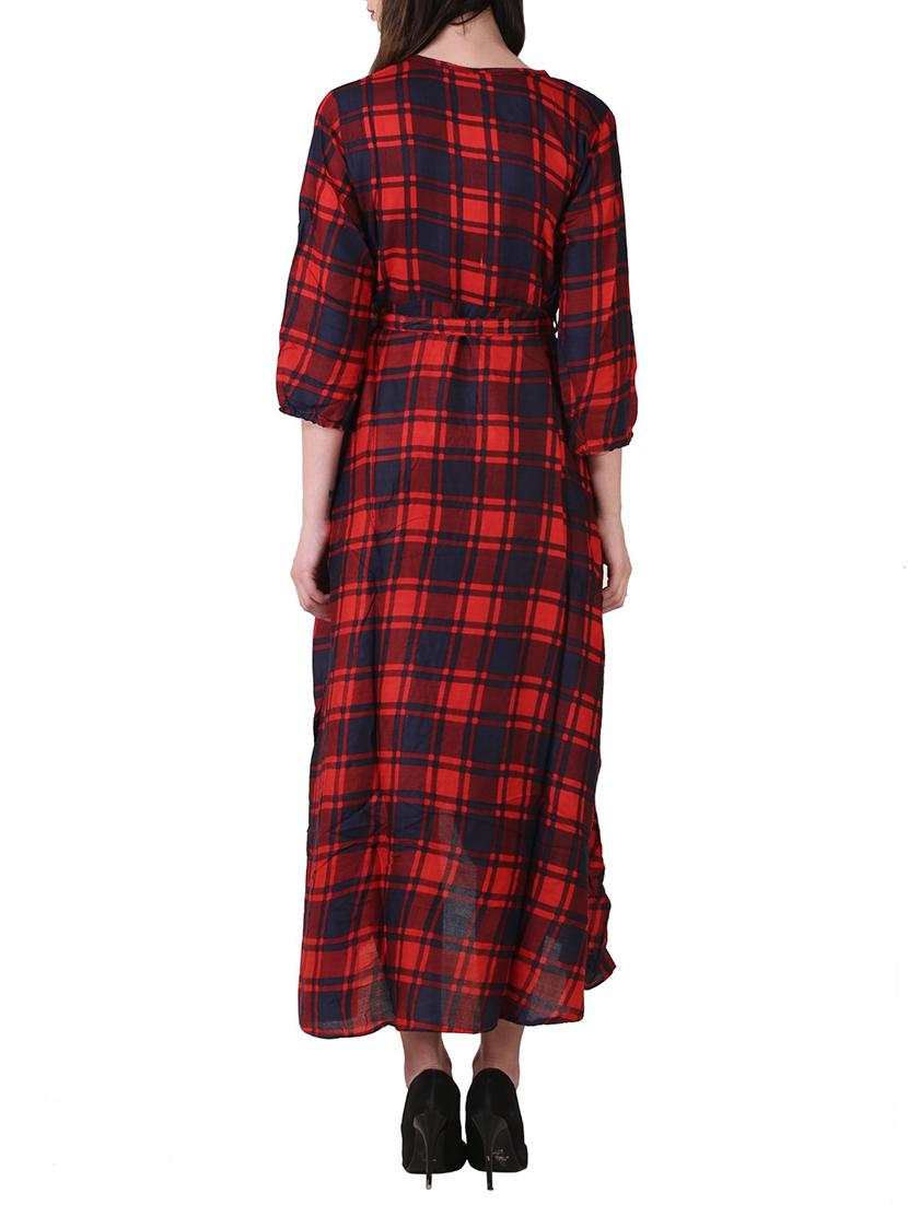 checkered wrap maxi dress - 15858241 - Standard Image - 2