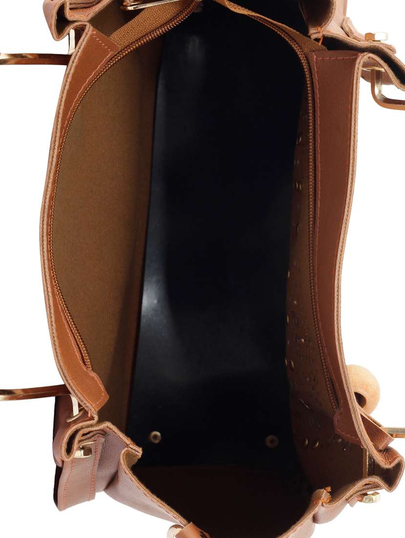 tan leatherette (pu) combo tote - 15859210 - Standard Image - 2