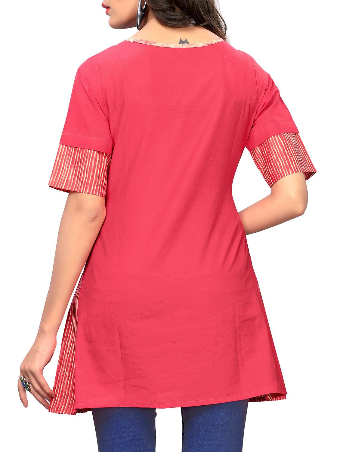 pink cotton aline kurti - 15859758 - Standard Image - 2