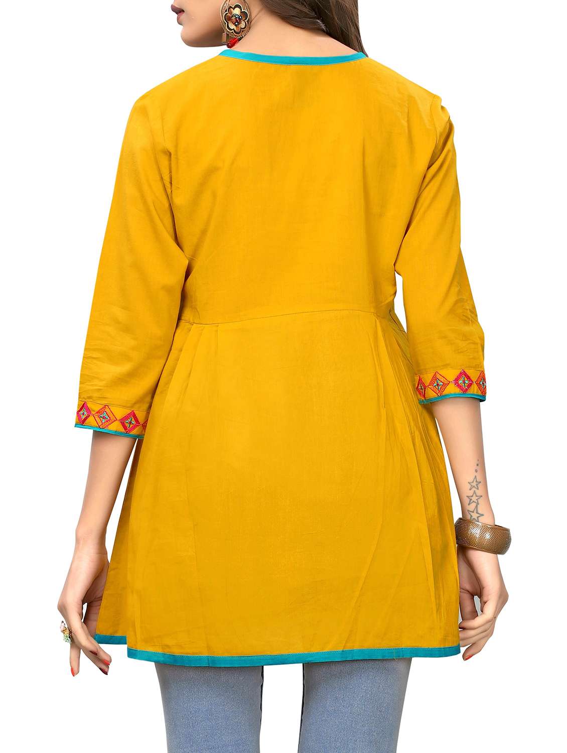 yellow cotton aline kurti - 15859759 - Standard Image - 2