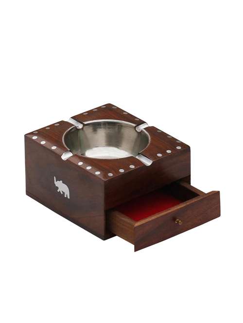 wooden  antique ashtray with cig. case - 15859885 -  Standard Image - 0
