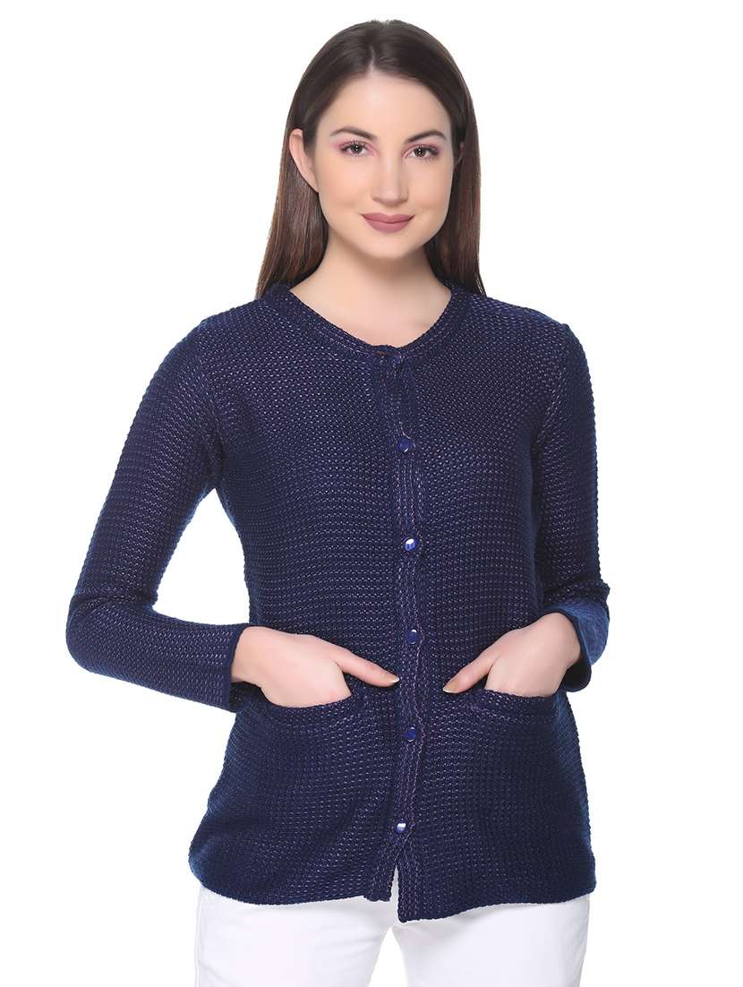 round neck pocket detail cardigan 