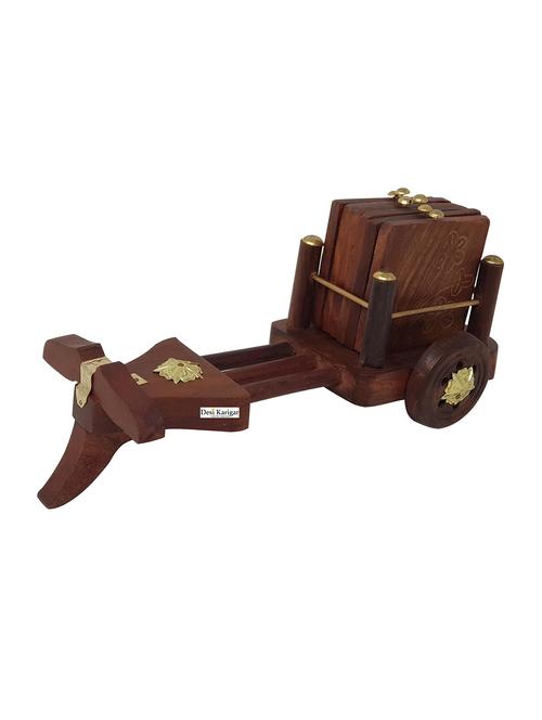 wooden tea coffee coaster set cart shape  - 15859905 -  Standard Image - 0