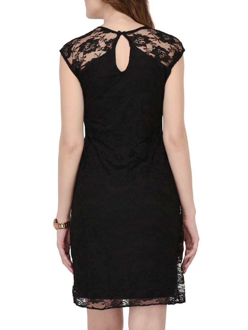 overlay floral laced sheath dress - 15861548 - Standard Image - 2