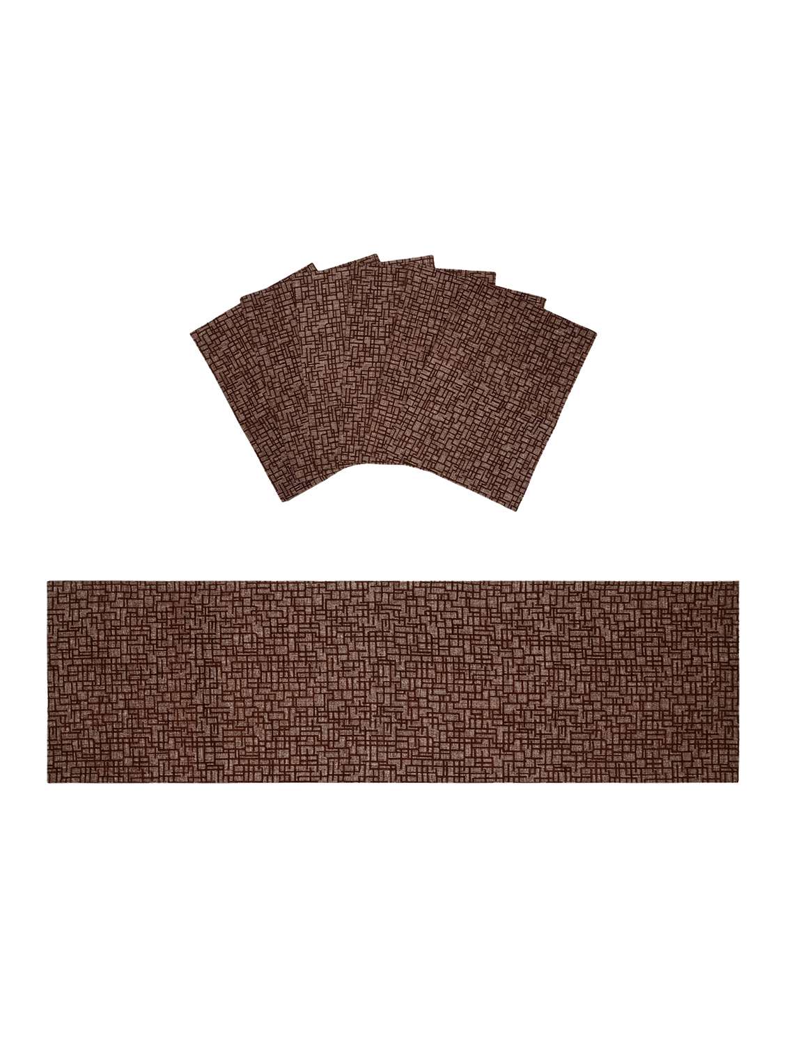 saral home unique quality viscose dining table kitchen placemats, 6 mat -33x45cm, 1 runner 33x120 cm (set of 7)