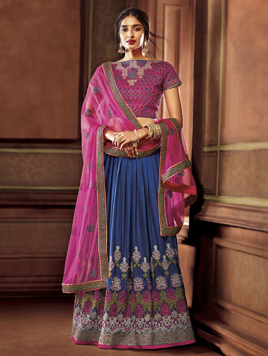 embroidered flared lehenga