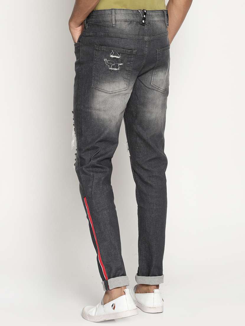 grey cotton blend distressed jeans - 15864846 - Standard Image - 2