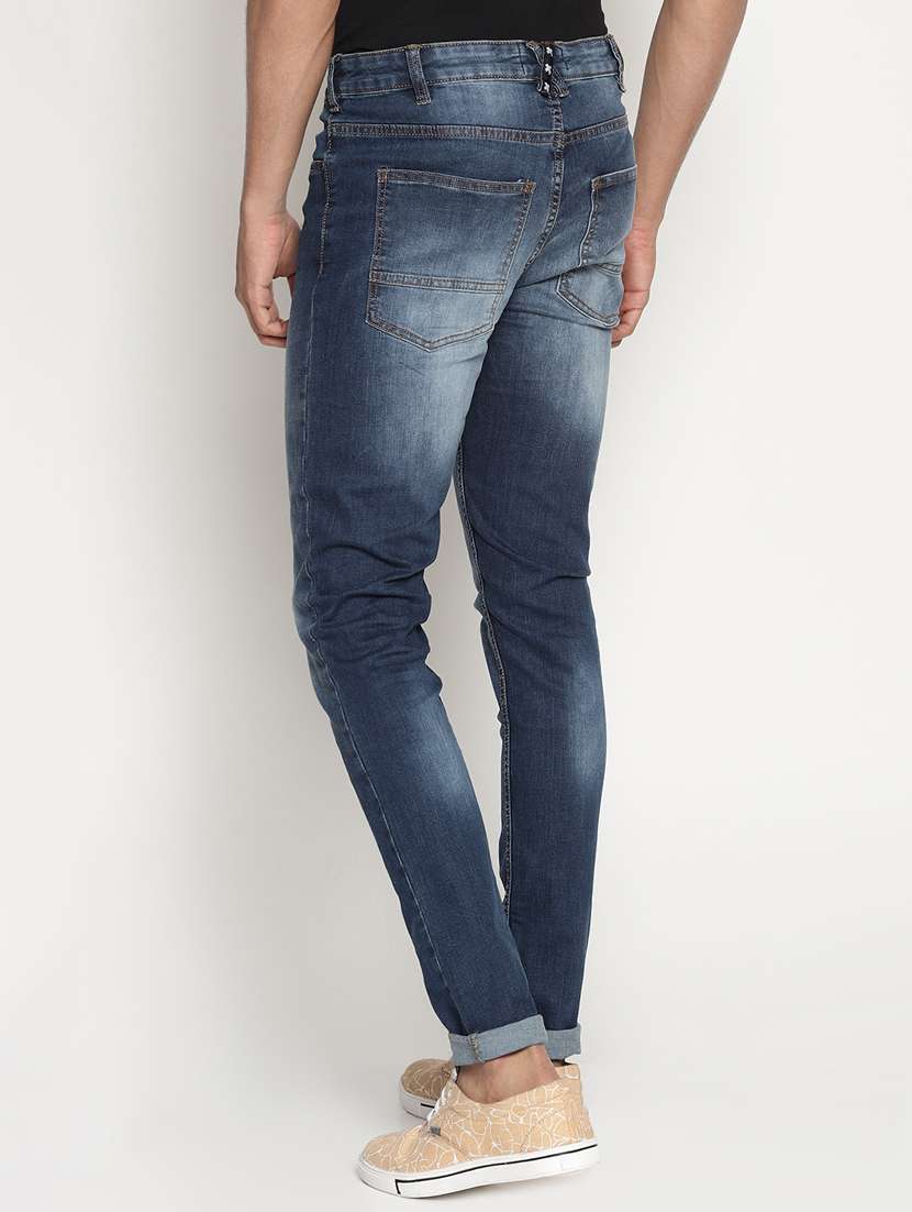 blue cotton blend washed jeans - 15864861 -  Standard Image - 2