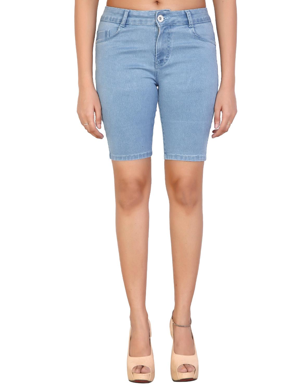 high rise button closure denim shorts - 15866990 -  Zoom Image - 0