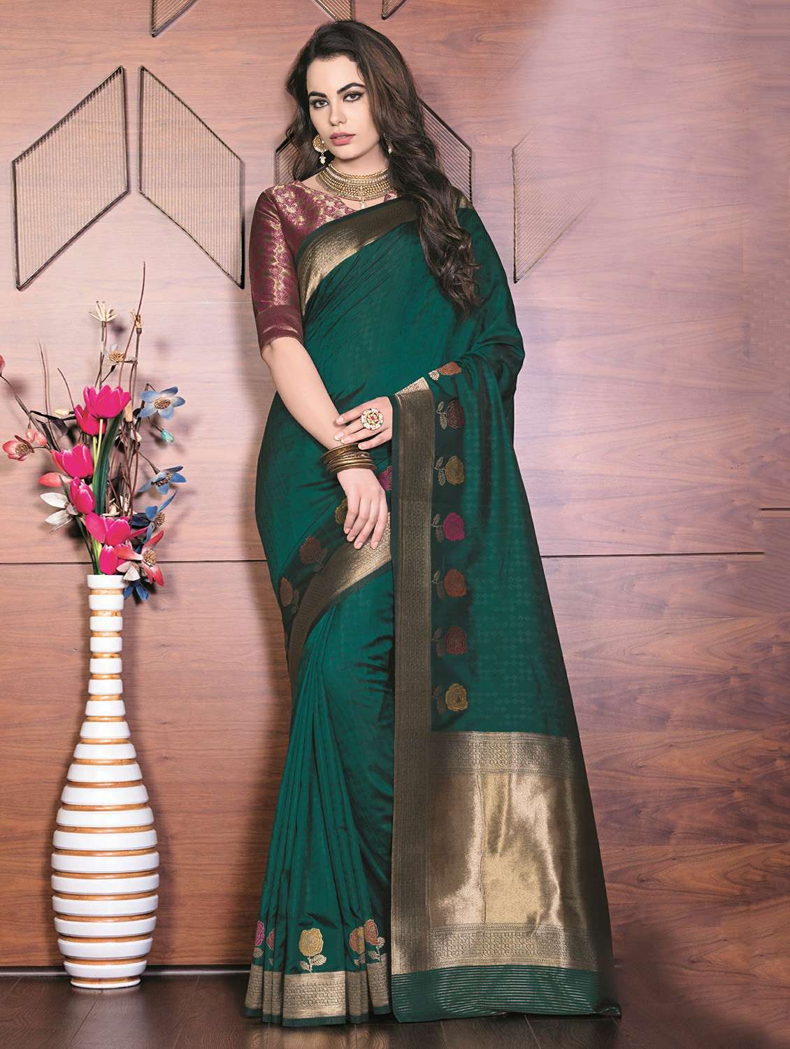 jacquard woven saree with blouse