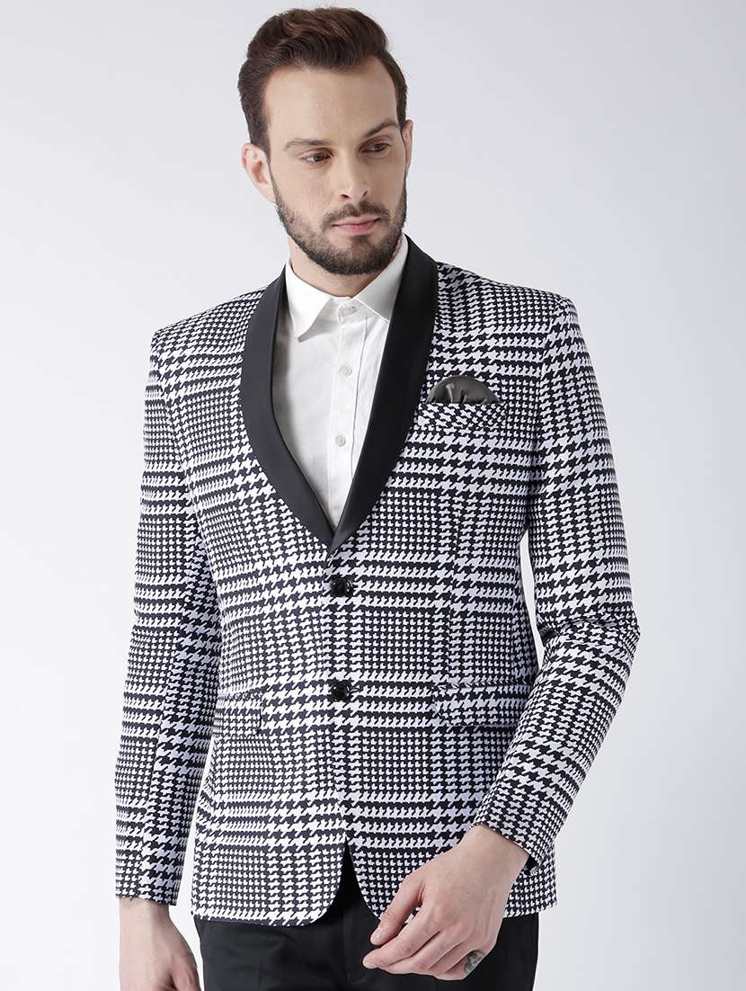 blue polyester casual blazer