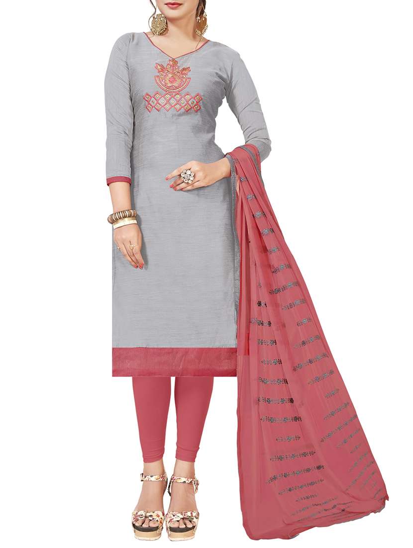 embroidered unstitched churidaar suit