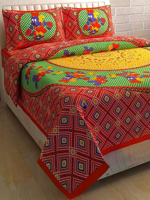 cotton double bed sheet with 2 pillow covers