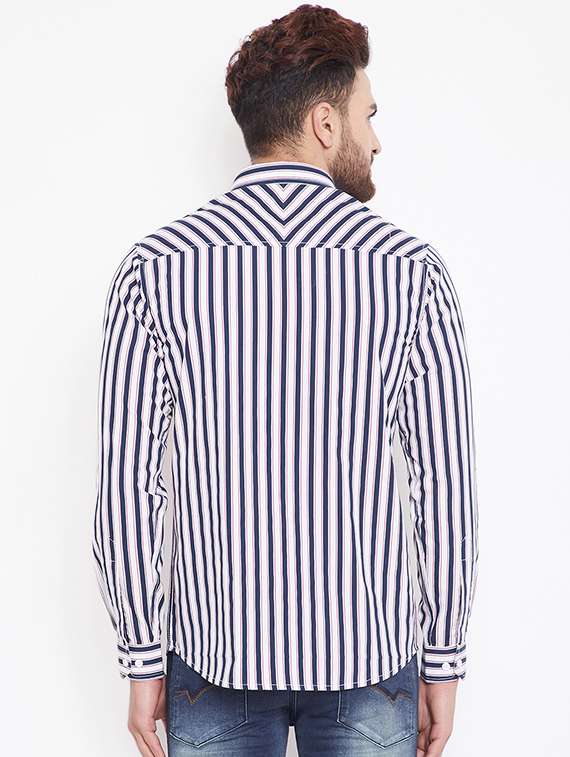 navy blue striped casual shirt - 15870335 -  Standard Image - 2