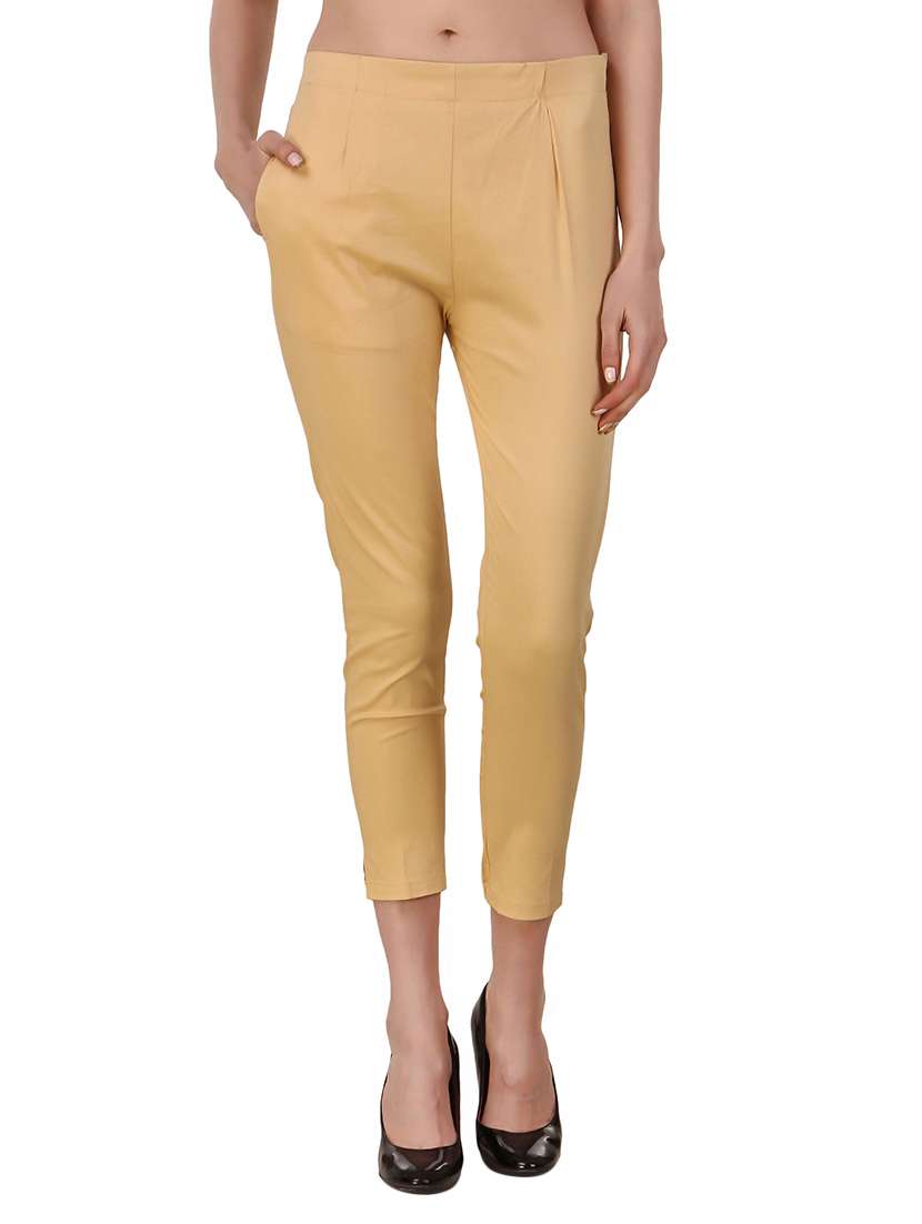 women mid rise side slit cigarette pants - 15871581 - Zoom Image - 0