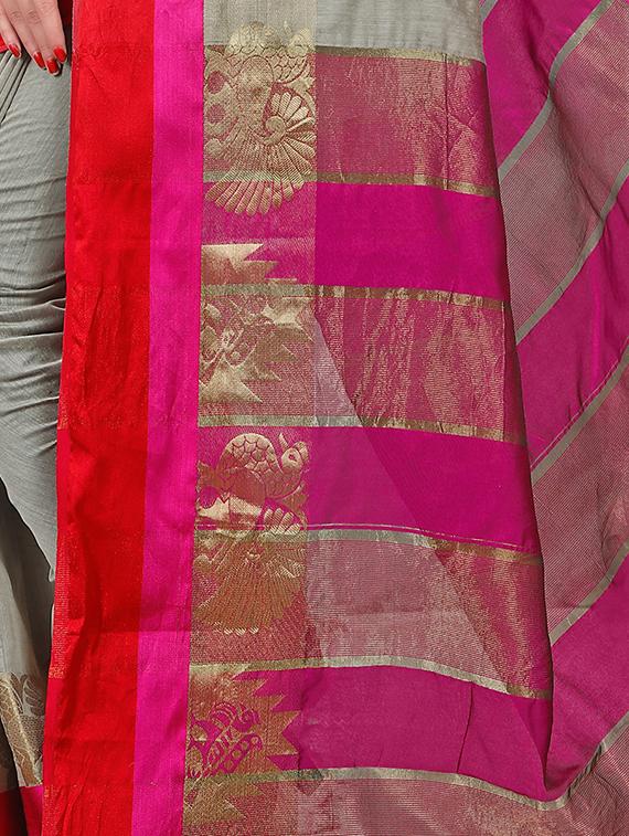 self design saree with blouse - 15871641 - Standard Image - 2