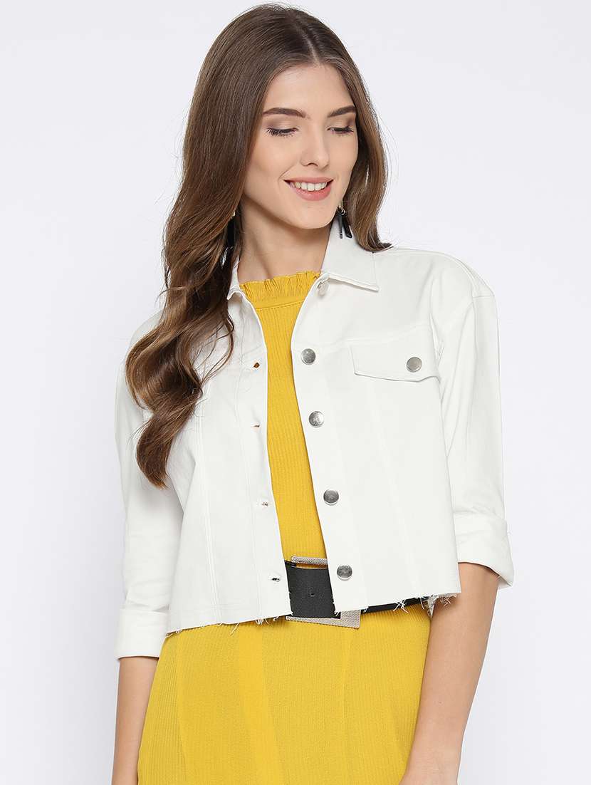 raw edge button up denim jacket