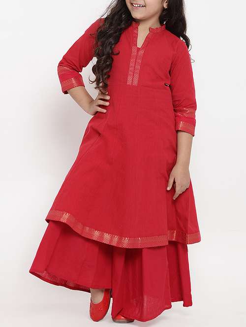 red solid palazzo suit set - 15873095 - Standard Image - 0