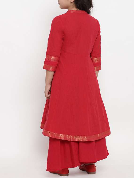 red solid palazzo suit set - 15873095 - Standard Image - 2