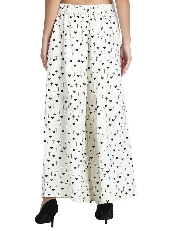 heart print flared palazzo - 15874763 - Standard Image - 2