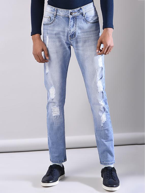 mens straight fit distressed jeans - 15874902 - Zoom Image - 0