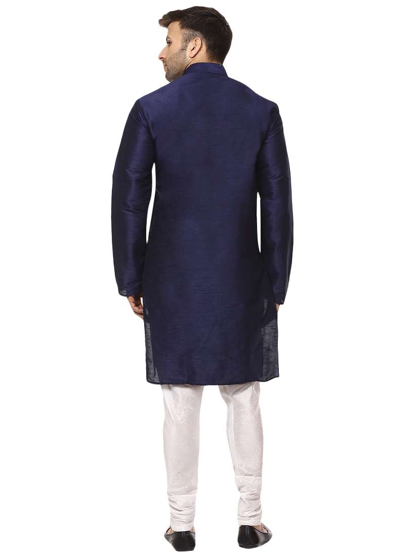 blue pure silk kurta pyjama set - 15876558 -  Standard Image - 2