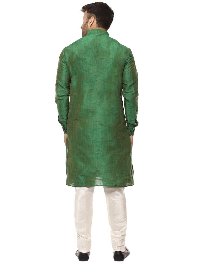 green pure silk kurta pyjama set - 15876563 - Standard Image - 2
