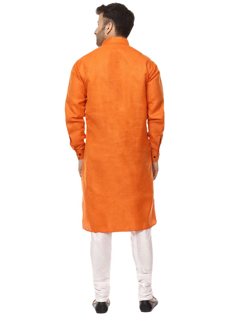 orange khadi asymmetric kurta - 15876574 - Standard Image - 2
