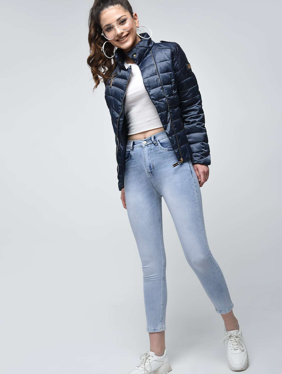 high waist stone washed jeans