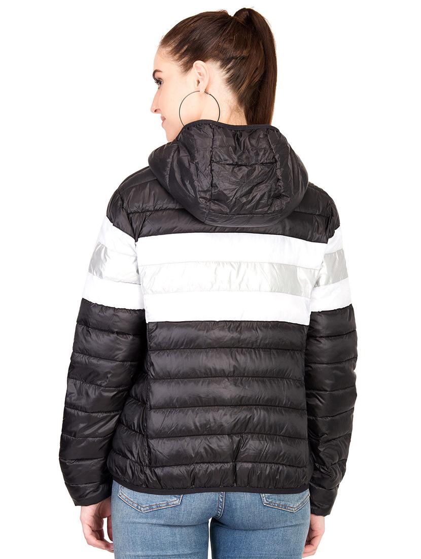 hooded neck color block puffer jacket - 15878704 - Standard Image - 2